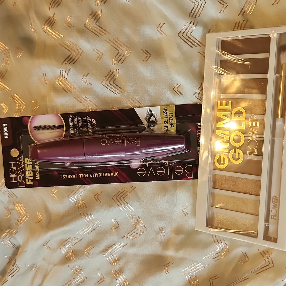 Flower & Believe Beauty Bundle Gimme Gold Eyeshadow Palette & Believe Mascara